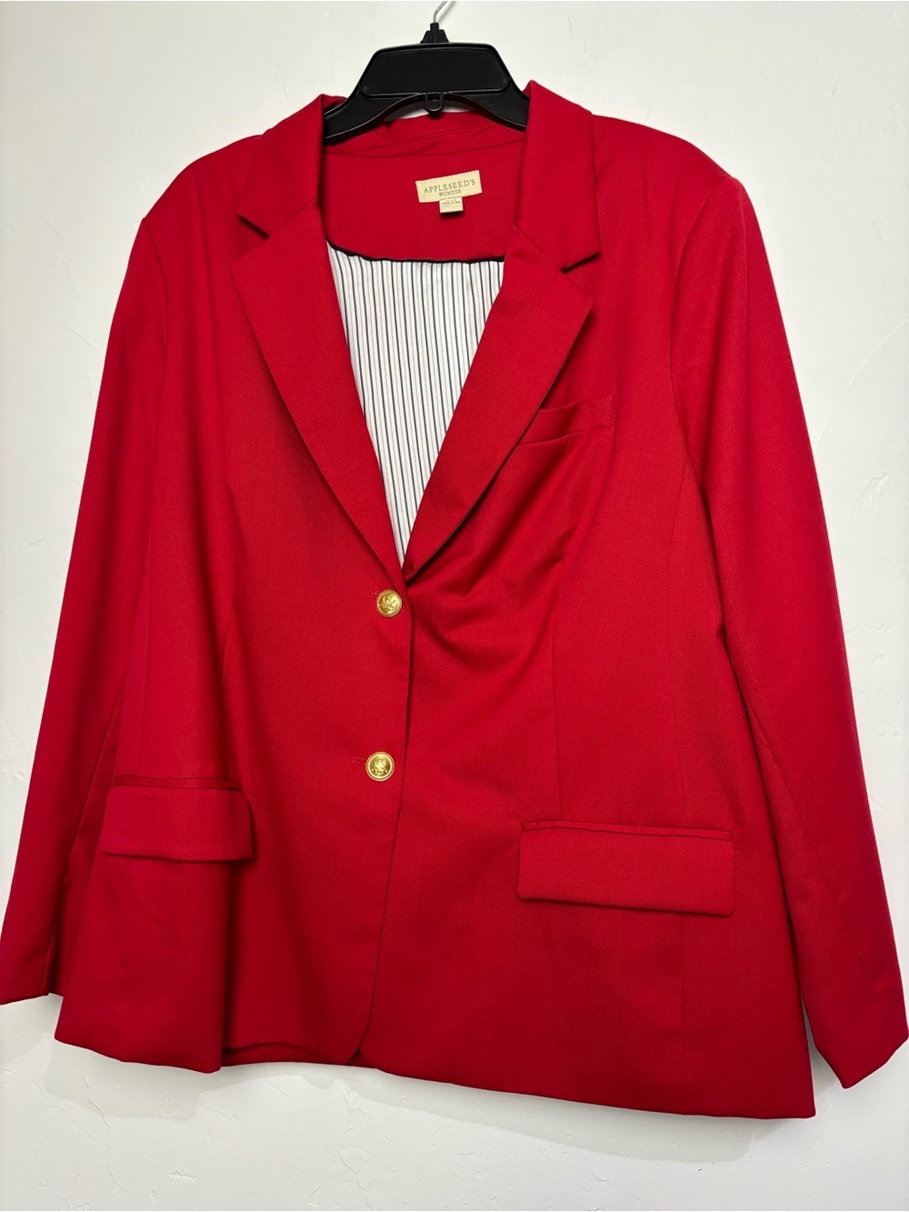 Appleseed's Red Blazer with Gold Tone Buttons Women's Plus 20W Lined Career